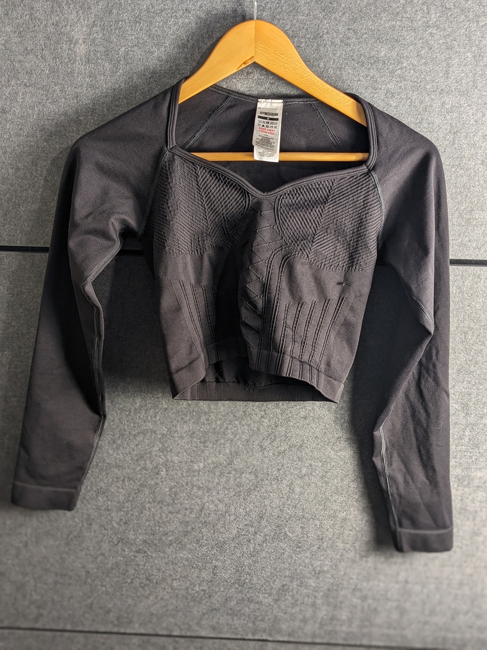 Gymshark Black Long Sleeve Cropped Seamless Top